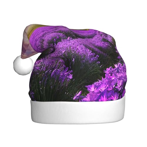 XDCYWBZDBC Lavender Fields Weihnachtsmütze für Erwachsene, Weihnachtsmütze, Weihnachtsmütze, Winter, Plüschball, Weihnachtsmütze, Unisex, Erwachsene, Weihnachtsmannmütze, gebraucht, für Neujahr, von XDCYWBZDBC