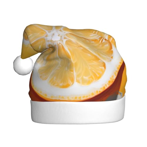 XDCYWBZDBC Lemon Slice Weihnachtsmütze für Erwachsene, Weihnachtsmütze, Weihnachtsmütze, Winter, Plüschball, Weihnachtsmütze, Unisex, Erwachsene, Weihnachtsmannmütze, gebraucht, für Neujahr, Urlaub, von XDCYWBZDBC