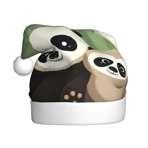 XDCYWBZDBC Niedlicher Panda und Erwachsene Weihnachtsmütze, Weihnachtsmütze, Weihnachtsmütze, Winter, Plüschball, Weihnachtsmütze, Unisex, Erwachsene, Weihnachtsmannmütze, verwendet Sor Neujahr, von XDCYWBZDBC