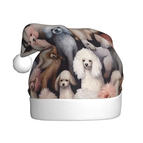 XDCYWBZDBC Oodles Of Poodles Weihnachtsmütze für Erwachsene, Weihnachtsmütze, Weihnachtsmütze, Winter, Plüschball, Weihnachtsmütze, Unisex, Erwachsene, Weihnachtsmannmütze, verwendet für Neujahr, von XDCYWBZDBC