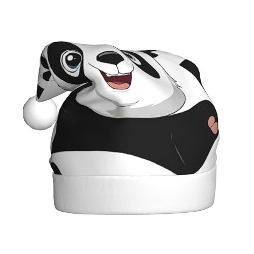 XDCYWBZDBC Panda bedruckte Weihnachtsmütze für Erwachsene, Weihnachtsparty, Weihnachtsmütze, Winter, Plüschball, Weihnachtsmütze, Unisex, Erwachsene, Weihnachtsmannmütze, gebraucht, für Neujahr, von XDCYWBZDBC