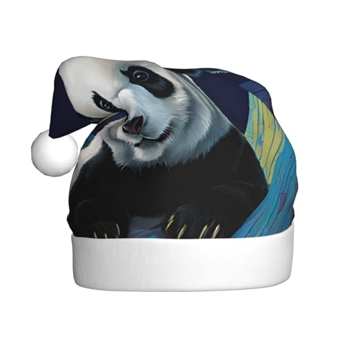 XDCYWBZDBC Weihnachtsmütze für Erwachsene, Panda-Aufdruck, Weihnachtsmütze, Weihnachtsmütze, Winter, Plüschball, Weihnachtsmütze, Unisex, Erwachsene, Weihnachtsmannmütze, gebraucht, für Neujahr, von XDCYWBZDBC