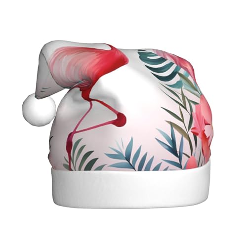 XDCYWBZDBC Weihnachtsmütze mit Flamingo-Motiv für Erwachsene, Weihnachtsparty, Weihnachtsmütze, Winter, Plüschball, Weihnachtsmütze, Unisex, Erwachsene, Weihnachtsmannmütze, verwendet für Neujahr, von XDCYWBZDBC