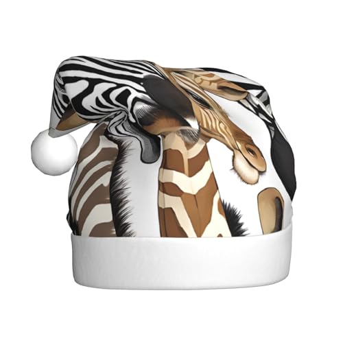 XDCYWBZDBC Zebra und Giraffe Erwachsene Weihnachtsmütze Weihnachtsparty Weihnachtsmütze Winter Plüsch Ball Weihnachtsmütze Unisex Erwachsene Nikolausmütze Verwendet Sor Neujahr Urlaub Party Ornamente von XDCYWBZDBC