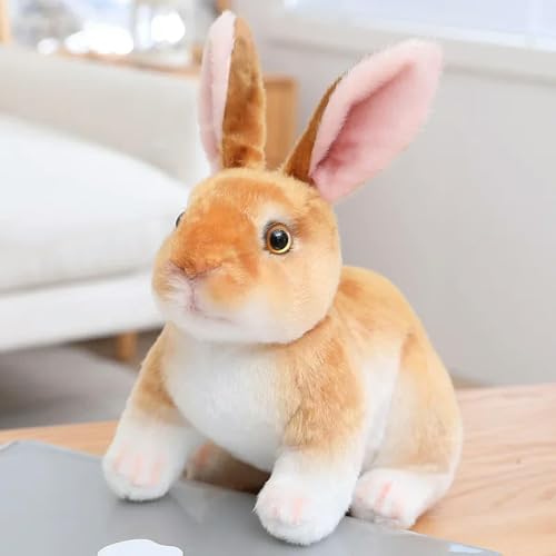 XDDBBB Simulation Langohren Realistisches Kaninchen Plüschtier Tier Ausgestopfte Puppe Spielzeug für Kinder Mädchen Geburtstagsgeschenk Zimmerdeko von XDDBBB