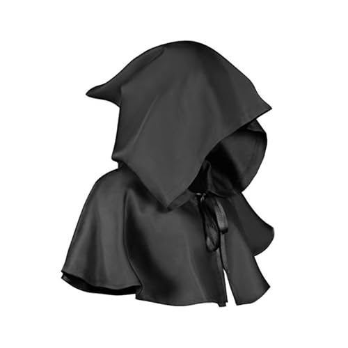 Halloween Kapuze Schwarz Cape, Vintage Mittelalterliche mit Kapuze Mantel, Halloween Karneval Poncho Dress-up Prop für Männer Frauen Kostüm von XDGBGFN