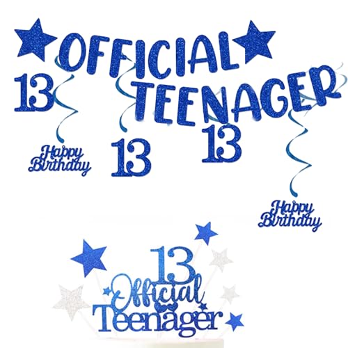Offizieller Teenager 13 Tortenaufsätze Toppers mit Sternen,Blauen Glitzernde Hängenden Wirbeln Banner Dekoration für Geburtstag Party-Dekorationen Offizieller Teenager 13 Tortenaufsätze Toppers mit Sternen,Blauen Glitzernde Hängenden Wirbeln Banner Dekoration für Geburtstag Party-Dekorationen von XDGBGFN