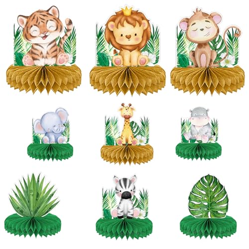 XDGBGFN 9 Stück Dschungel Deko Geburtstag Tiere Waben Centerpieces 3D Safari Deko für Thema Party, Babyshower, Dschungeltiere Zubehör XDGBGFN 9 Stück Dschungel Deko Geburtstag Tiere Waben Centerpieces 3D Safari Deko für Thema Party, Babyshower, Dschungeltiere Zubehör von XDGBGFN