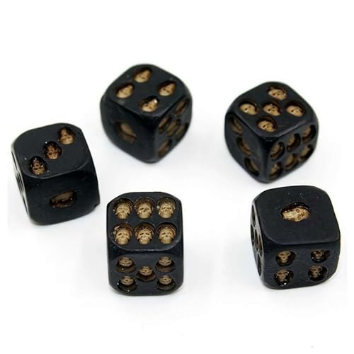 Schwarzer Totenkopf-Würfel, Mini-Totenkopf-Gesicht, Gaming-Würfel, 3D-Skelett-Würfel, Halloween-Würfel, dekorativ, 2,3 cm Würfelwürfel für Spiel, Neuheit, Brettspiel für Club, Pub, Party, 5 Stück von XDGJTBFMY