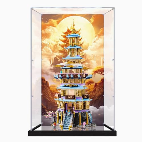 Acryl-Display-Box, die speziell für Lego 80058 Lingxiao Pagoda Schutzreihe entwickelt wurde, Geschenkstaubspeicher Display-Box (enthält keine Bausteinmodelle) (verspiegelten Hintergrund) von XDHVBES