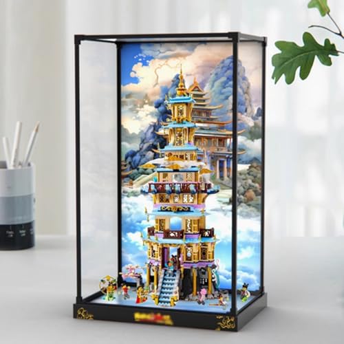 Acryl Display-Box speziell für Lego 80058 Lingxiao Pagode Schutzreihe, Geschenkstaubspeicher Display-Box (nicht Bausteinmodelle) (Legierung Hintergrund) von XDHVBES