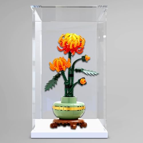 Acryl-Displaybox, geeignet für die LEGO 10368 Golden Chrysanthemum Modellreihe Design der staubdichten Acryl-Displaybox (ohne Modellbausatz) () Die obere Abdeckung kann geöffnet werden (weißer Boden) von XDHVBES