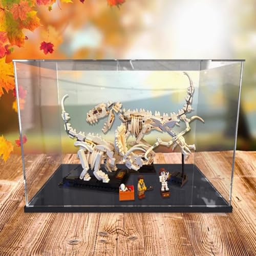 Acryl-Displaybox, speziell für Lego 21320 Dinosaurier-Fossilschutz-Serie, Geschenk-Staub-Aufbewahrungs-Display-Box (nicht im Lieferumfang enthalten Bausteinmodell) (Schwarz) von XDHVBES