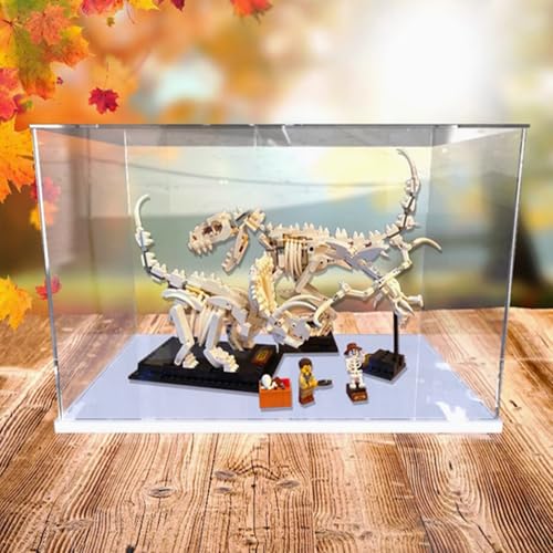 Acryl-Displaybox, speziell für Lego 21320 Dinosaurier-Fossilschutz-Serie, Geschenk-Staub-Aufbewahrungs-Display-Box (nicht im Lieferumfang enthalten Bausteinmodell) (weiß) von XDHVBES