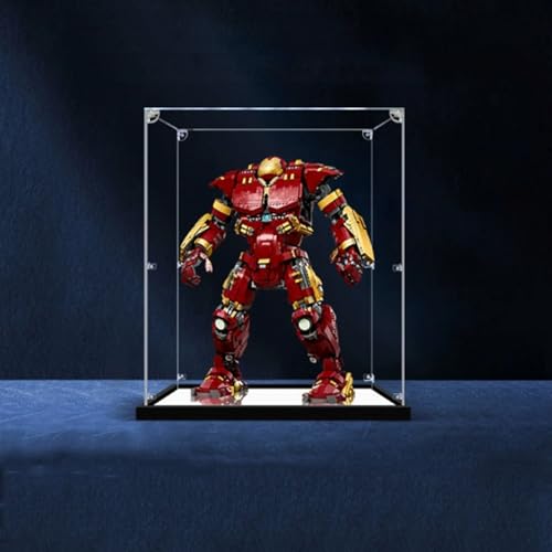 Acryl-Displaybox, staubdichte Acrylvitrine für Lego 76210 Armor Modellreihe Design (ohne Modellbausatz) (Spiegelsockel (2 mm)) von XDHVBES