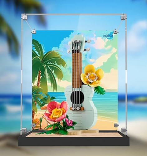 Acryl-Displaybox entworfen für Lego 31156 Tropic of Cancer Ukulele Schutzserie, Geschenk-Staub-Aufbewahrungs-Display Box (nicht im Lieferumfang enthalten das Baustein-Modell) (gemalter Hintergrund) von XDHVBES