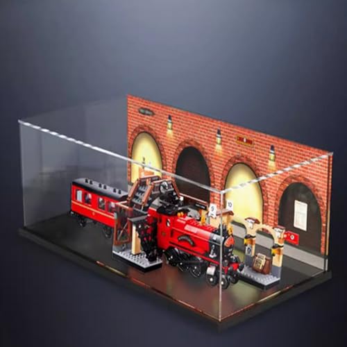 Acryl-Displaybox entworfen für Lego 75955 Express-Zug-Schutzserie, Geschenk-Staub-Aufbewahrungs-Display Box (nicht im Lieferumfang enthalten das Bausteinmodell) (gemalter Hintergrund) von XDHVBES