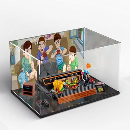 Acryl-Displaybox speziell für Lego 10306 Atari 2600 Spielkonsolen-Schutz-Serie, Geschenk-Staub-Aufbewahrungs-Display-Box (Nicht einschließlich Bausteinmodelle) (gemalter Hintergrund) von XDHVBES