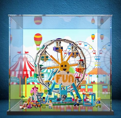 Acryl-Displaybox speziell für Lego 31119 Riesenrad 3-in-1-Schutz-Serie, Geschenk-Staub-Aufbewahrungs-Displaybox (ohne Baustein-Modelle) (gemalter Hintergrund) von XDHVBES