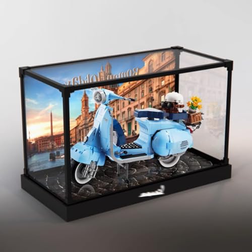 Acryl-Vitrine Speziell für Lego 10298 Scooter Lego 10298 Modellsammlung Schutzhülle Vitrine Geschenk Schön verpackt (Modellbausätze nicht im Lieferumfang enthalten) (Legierungsrahmen-Hintergrund) von XDHVBES