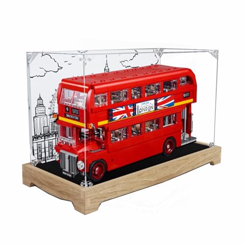 Acryl-Vitrine speziell für Lego 10258 London Bus Lego 10258 Modellkollektion Schutzhülle Vitrine Geschenk schön verpackt (Modellbausätze nicht im Lieferumfang enthalten) (Holzsockel) von XDHVBES