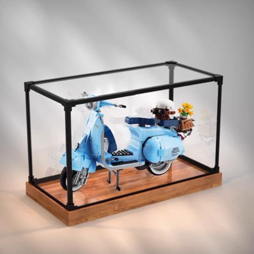 Acryl-Vitrine speziell für Lego 10298 Scooter Lego 10298 Modellsammlung Schutzhülle Vitrine Geschenk schön verpackt (Modellbausätze nicht im Lieferumfang enthalten) (Legierungsrahmen Holzbasis) von XDHVBES