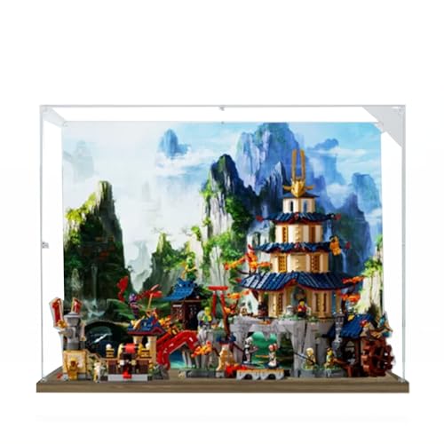 Geeignet für Lego 71814 Arena Wettbewerbsmodell Acryl Display Box Staubdichte Vitrine Kompatibel mit Lego 71814 Arena Wettbewerb Kit (nur Displaybox ohne Modell) Holzsockel von XDHVBES