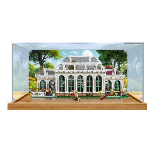 Staubdichte Acryl-Vitrine speziell für Lego 21353 Botanical Gardens Lego 21353 Modellkollektion, schützende Vitrine (Modellbausätze nicht im Lieferumfang enthalten) (Hintergrund (Holzsockel) von XDHVBES