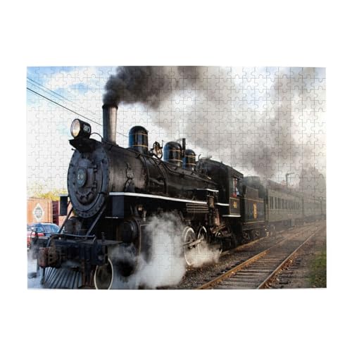 Dampflokomotive, Puzzle 500 Teile, Holzpuzzle, Spielzeug, Familienspiel, Wanddekoration für Erwachsene und Teenager von XDVPALNE