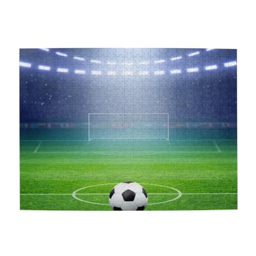 Football Grün Stadion Lichter Fußball, Puzzle 500 Teile, Holzpuzzle, Spielzeug, Familienspiel, Wanddekoration für Erwachsene und Teenager von XDVPALNE
