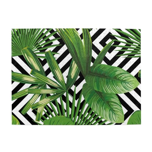 Grüne Blätter der tropischen Palme, Puzzle 500 Teile, Holzpuzzle, Spielzeug, Familienspiel, Wanddekoration für Erwachsene und Teenager von XDVPALNE