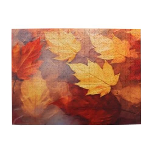 Herbstlaub fällt über den Fluss (2), Puzzle 500 Teile, Holzpuzzle, Spielzeug, Familienspiel, Wanddekoration für Erwachsene und Teenager von XDVPALNE