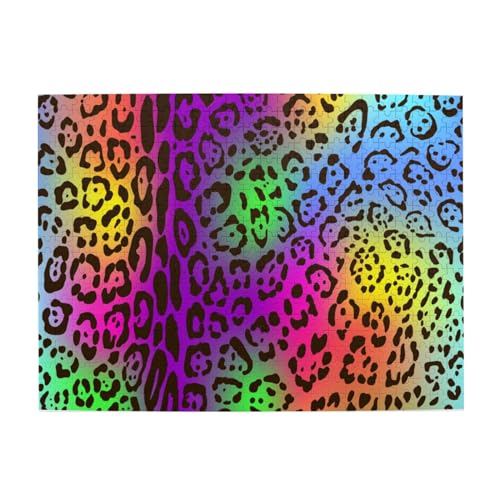Regenbogen-Jaguar-Skin, Puzzle 500 Teile, Holzpuzzle, Spielzeug, Familienspiel, Wanddekoration für Erwachsene und Teenager von XDVPALNE