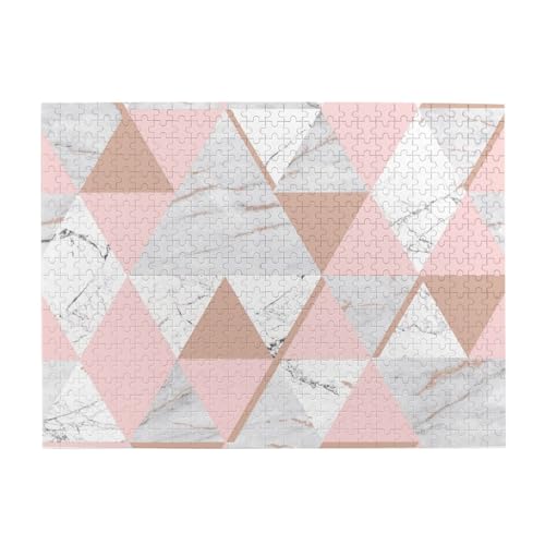 Weißes rosa Dreieck, Puzzle 500 Teile, Holzpuzzle, Spielzeug, Familienspiel, Wanddekoration für Erwachsene und Teenager von XDVPALNE