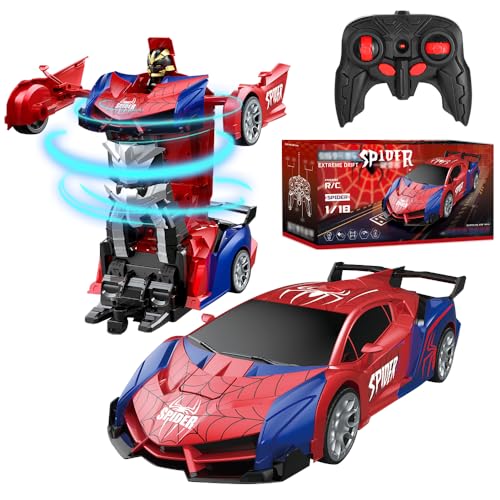 Ferngesteuertes Auto Spider Spielzeug ab 3 4 5 6 7 8 9+ Jahre, 2.4GHz RC Auto mit Fernbedienung, 1:18 Aufladbarer mit LED Licht Drift Car Kinder, Draußen DrinnenJungen Mädchen Spielzeug Rennauto von XEERUN