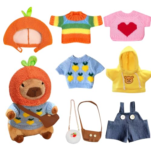 XEERUN Capybara Plüschtier Mit Kleidung Und Accessoires, 23cm Capybara Kuscheltier, Niedliche Capybara Plüsch, Dress up Capybara Plüschtier Mit Hut 4 Kleidung 2 Tasche Hose Für Kinder Mädchen Jungen XEERUN Capybara Plüschtier Mit Kleidung Und Accessoires, 23cm Capybara Kuscheltier, Niedliche Capybara Plüsch, Dress up Capybara Plüschtier Mit Hut 4 Kleidung 2 Tasche Hose Für Kinder Mädchen Jungen von XEERUN