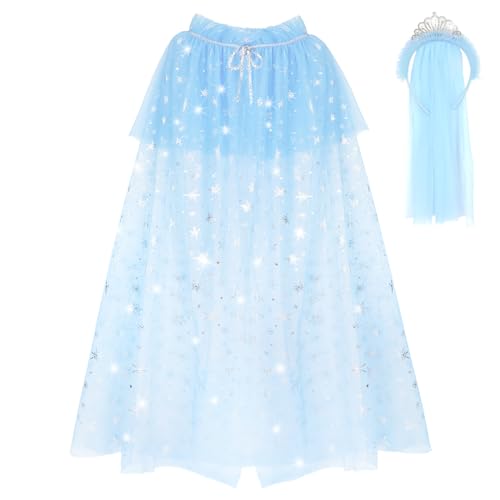 XEPST Prinzessin Umhang Kinder, Mädchen Prinzessin Kostüm mit Prinzessin Krone Tüll Cape Prinzessin Kostüme Zubehör für Mädchen von XEPST