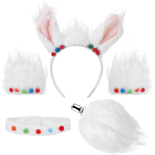 XEPST Tier Alpaka Kostüm Set, Lama Ohren und Schwanz Set mit Alpaka Ohren Stirnband Schwanz für Tierkostüm Cosplay Geburtstagsparty Zubehör Halloween Kostüm Kostümparty von XEPST