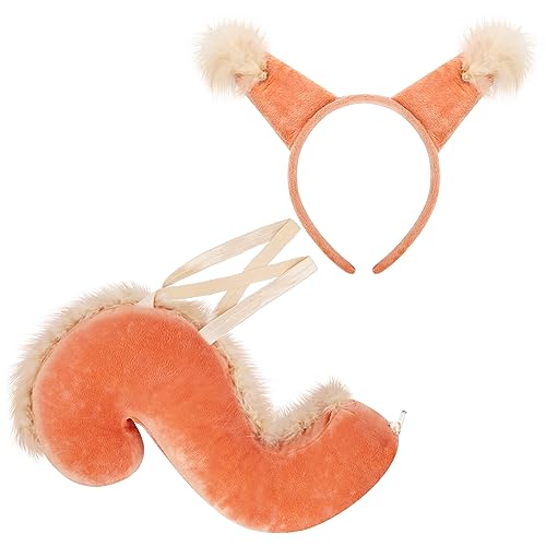 XEPST Tier Eichhörnchen Kostüm Set,Eichhörnchen Ohren Schwanz Set mit Eichhörnchen Stirnband Eichhörnchen Schwanz für Tierkostüm Cosplay Geburtstagsparty Zubehör Halloween Kostüm Kostüm Partyzubehör B von XEPST