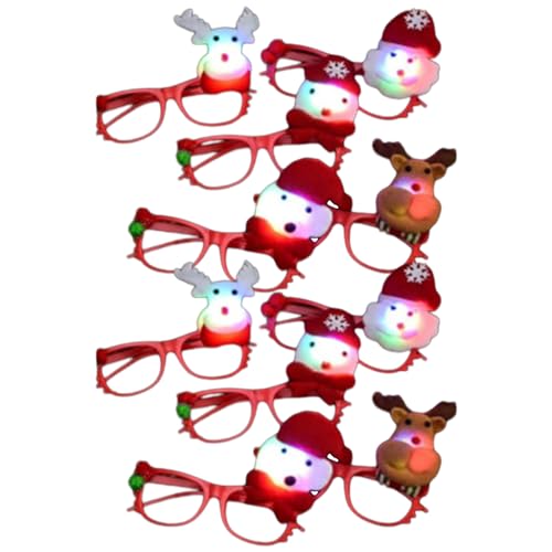 XEYYHAS 10 x Weihnachtsfeierbrillen mit LED-Licht, Weihnachtsmann-Brillenrahmen, Brillen, Foto-Requisiten, Weihnachtsdekoration, Neujahrsgeschenk, Weihnachtsbrillenrahmen von XEYYHAS