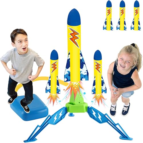 XFLYP Rakete Luftdruck, Rakete Spielzeug Mit 3 Schaumraketen und 1-Leistungsstarke Fußpumpen für Spielzeug ab 3-12 Jahre Junge, Outdoor Spielzeug Rakete Spielzeug Kinderspielzeug Geschenk von XFLYP