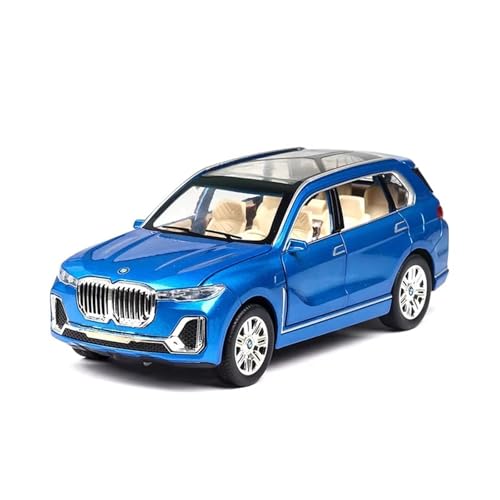 1:24 Für X7 SUV Auto Modell Druckguss Fahrzeuge Legierung Spielzeug Mit Sechs Türen Geöffnet Sound & Licht Auto Spielzeug Geschenke(Blu,No Box) von XGFFBAGB