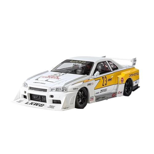 XGFFBAGB 1/24 Für R34 Legierung Fahrzeug Modell Diecast Metall Sammeln Spielzeug Geschenke(White,with Box) von XGFFBAGB