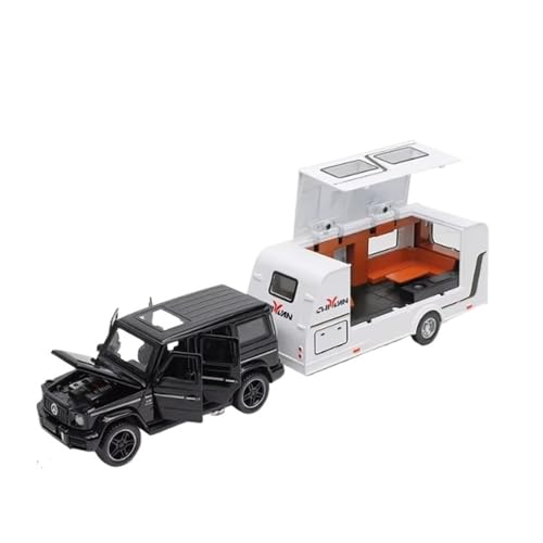 XGFFBAGB 1/32 Für Anhänger RV LKW Spielzeug Modell Auto Legierung Diecast Geländewagen Camper Mit Sound Licht Spielzeug Auto Modell Sammlung Geschenk(Black,with Box) von XGFFBAGB