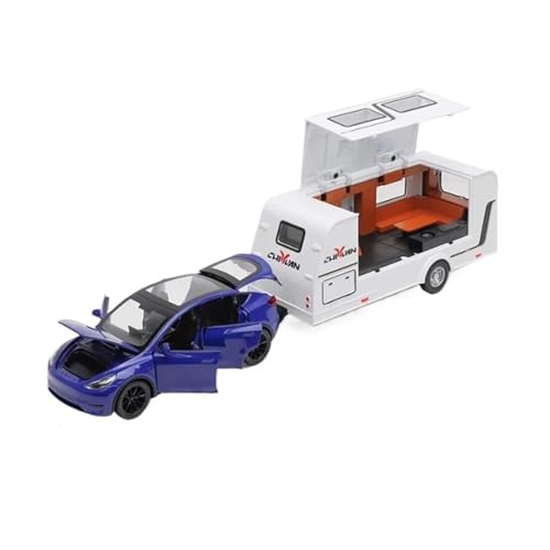 XGFFBAGB 1/32 Für Anhänger RV LKW Spielzeug Modell Auto Legierung Diecast Geländewagen Camper Mit Sound Licht Spielzeug Auto Modell Sammlung Geschenk(Blu,No Box) von XGFFBAGB