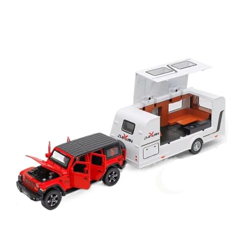 XGFFBAGB 1/32 Für Anhänger RV LKW Spielzeug Modell Auto Legierung Diecast Geländewagen Camper Mit Sound Licht Spielzeug Auto Modell Sammlung Geschenk(Rosso,with Box) von XGFFBAGB