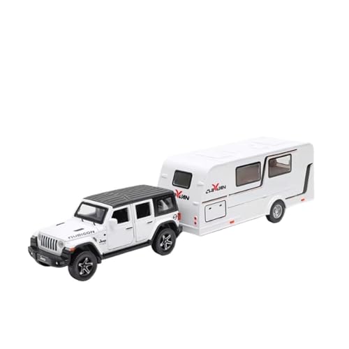 XGFFBAGB 1/32 Für Anhänger RV LKW Spielzeug Modell Auto Legierung Diecast Geländewagen Camper Mit Sound Licht Spielzeug Auto Modell Sammlung Geschenk(White,No Box) von XGFFBAGB