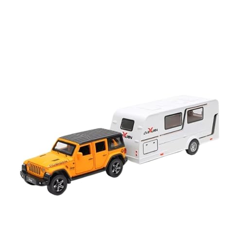 XGFFBAGB 1/32 Für Anhänger RV LKW Spielzeug Modell Auto Legierung Diecast Geländewagen Camper Mit Sound Licht Spielzeug Auto Modell Sammlung Geschenk(Yellow,No Box) von XGFFBAGB