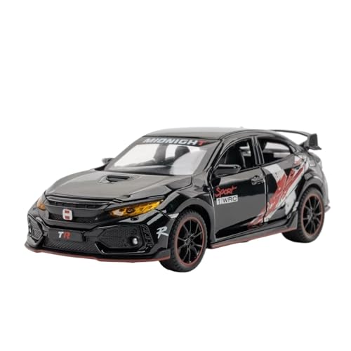 XGFFBAGB 1/32 Für Civic Type-R Sport Auto Legierung Metall Diecast Modell Auto Indoor Ornament Sound & Licht Geschenk(Black,No Box) von XGFFBAGB