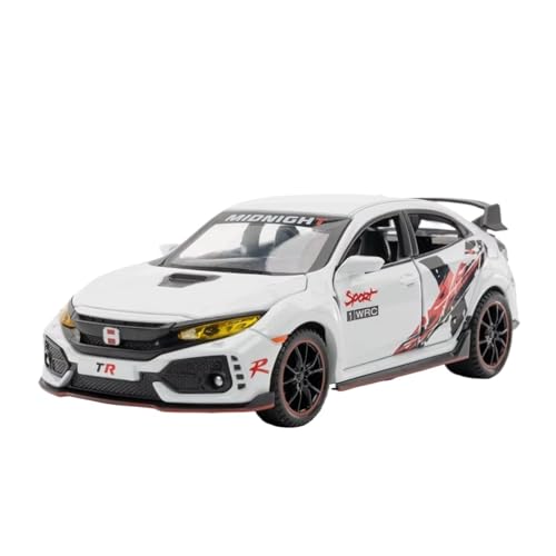 XGFFBAGB 1/32 Für Civic Type-R Sport Auto Legierung Metall Diecast Modell Auto Indoor Ornament Sound & Licht Geschenk(White,with Box) von XGFFBAGB